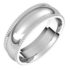 Continuum Sterling Silver 6 mm Beaded Comfort-Fit Band Size 13