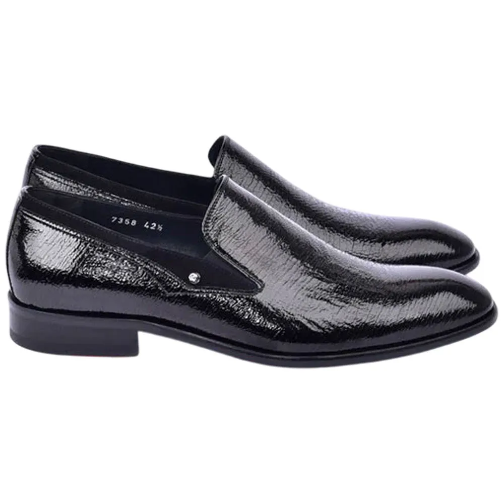Corrente Men’s Black Premium Leather Round Toe Loafer