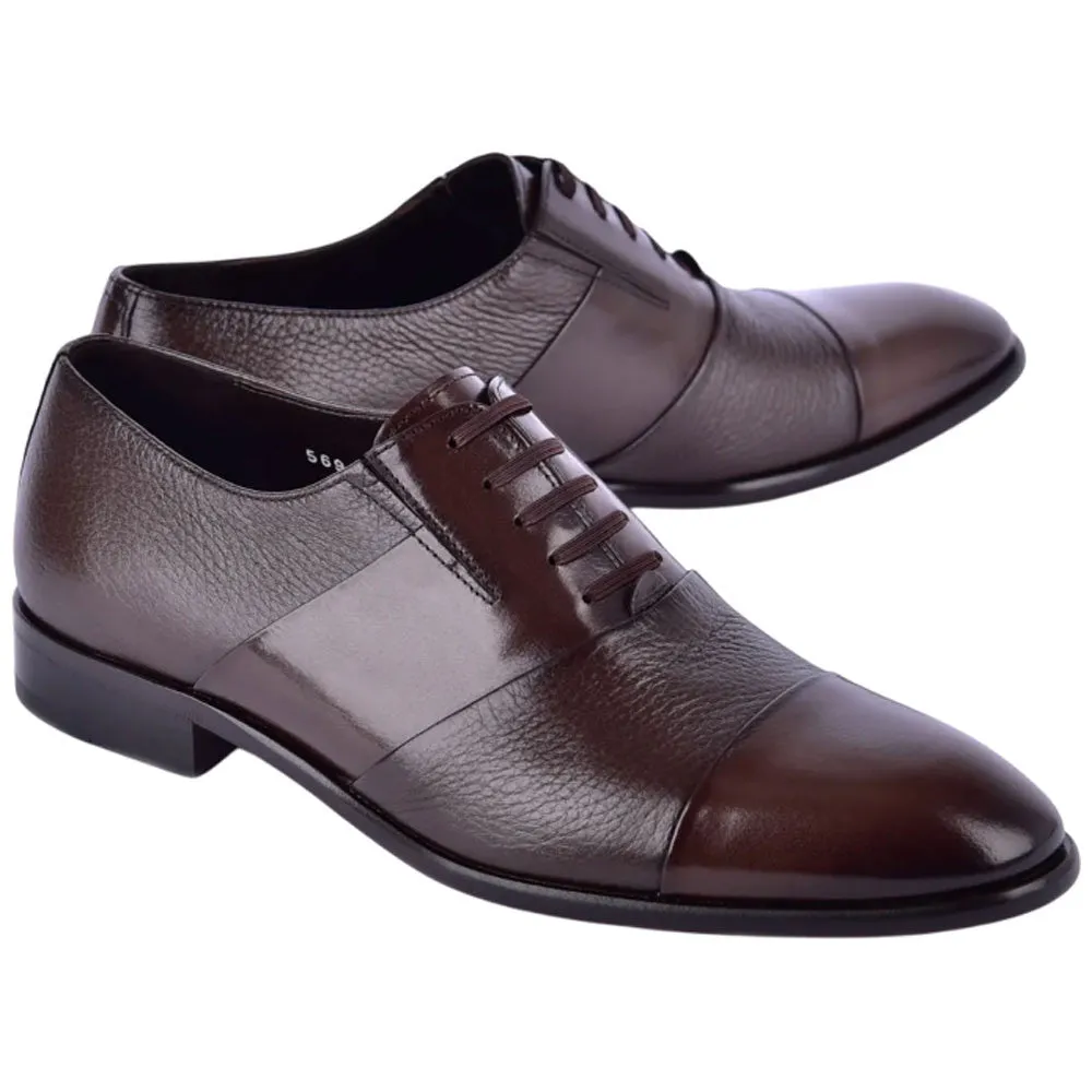 Corrente Men’s Brown Deer Skin Leather Tie-Less Cap Toe Slip-On Loafer