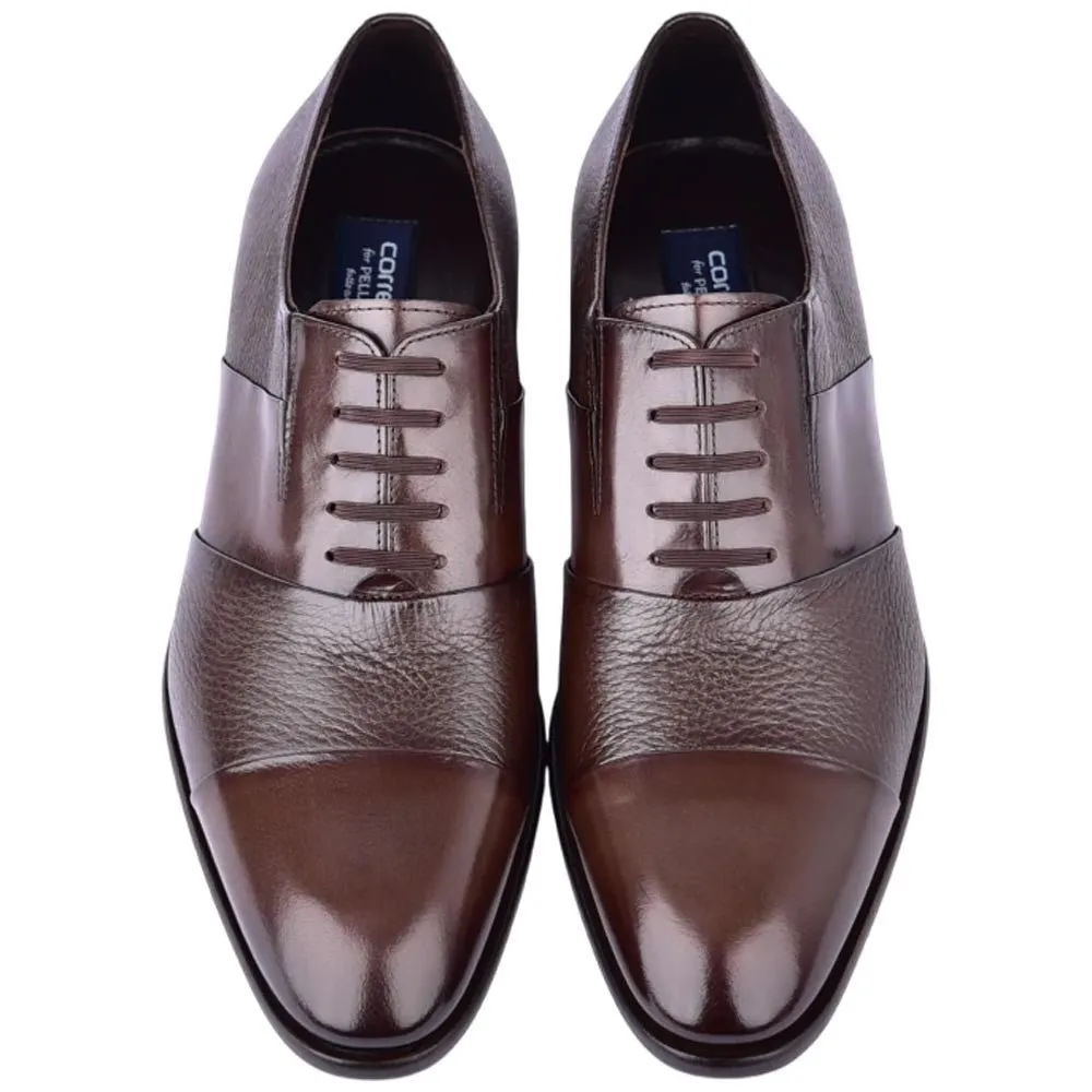 Corrente Men’s Brown Deer Skin Leather Tie-Less Cap Toe Slip-On Loafer