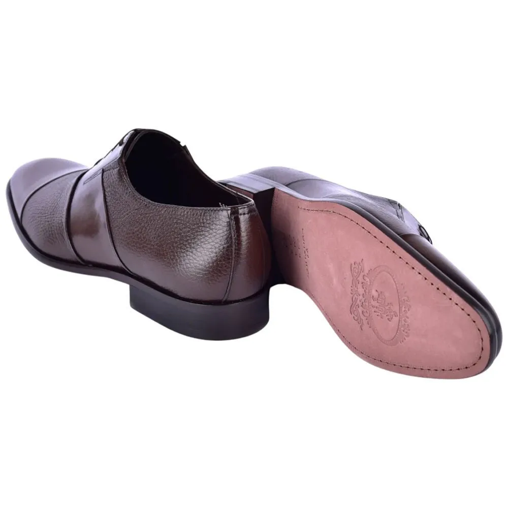 Corrente Men’s Brown Deer Skin Leather Tie-Less Cap Toe Slip-On Loafer