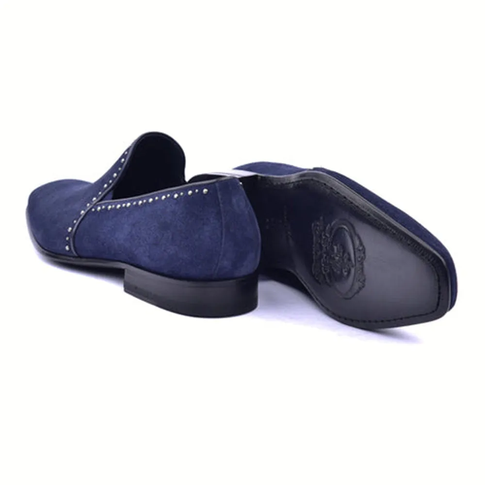 CORRENTE Navy Plain Suede Slip On With Studs