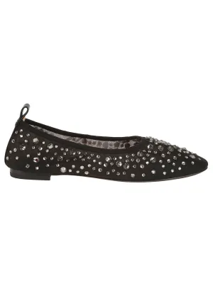 Crystal Appliqué Mesh Ballerina Flats