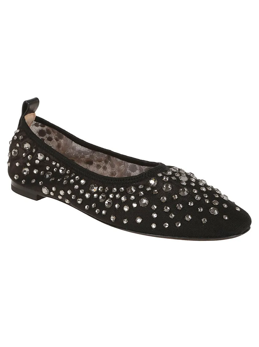 Crystal Appliqué Mesh Ballerina Flats
