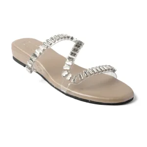 CRYSTAL DIAMOND NUDE FLATS