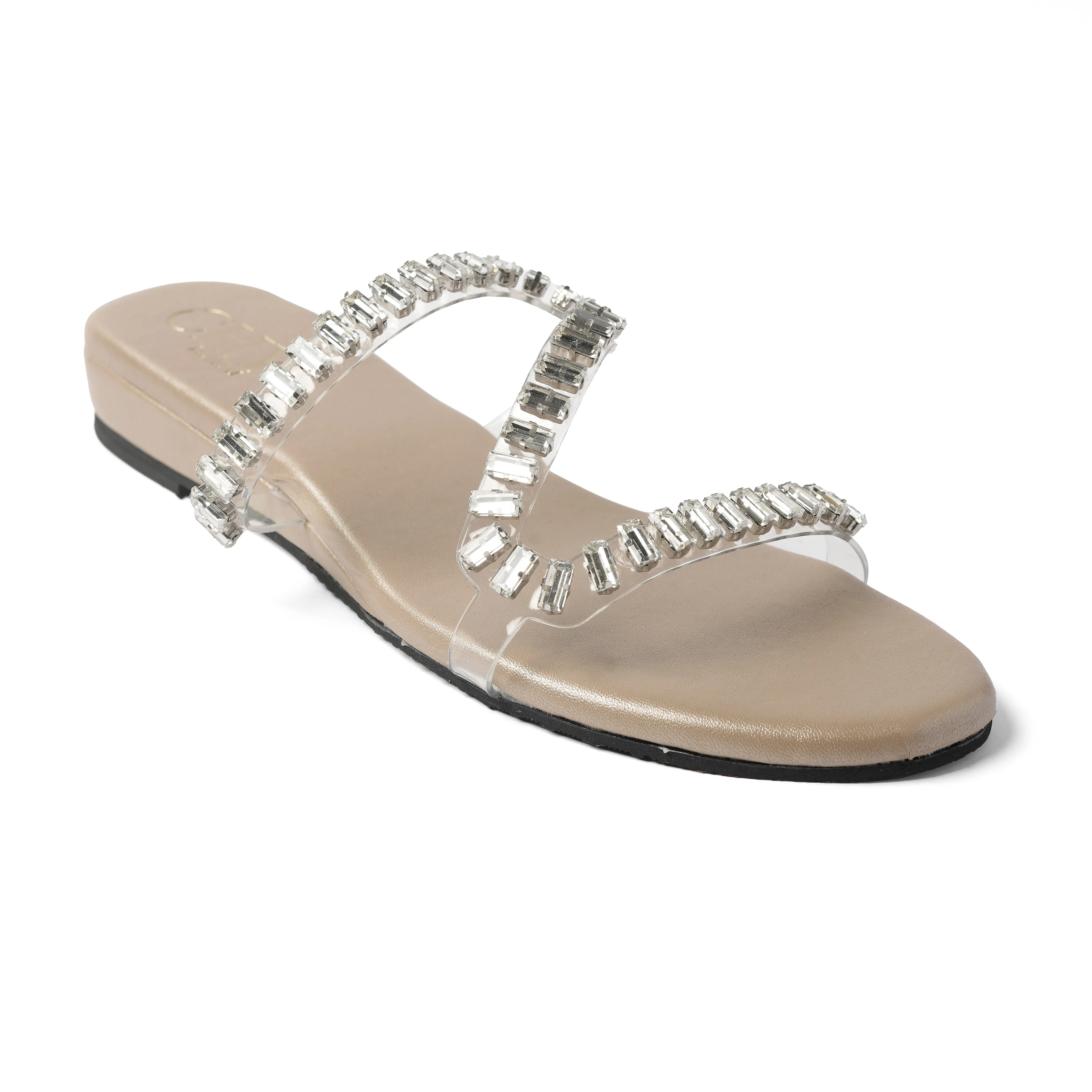 CRYSTAL DIAMOND NUDE FLATS