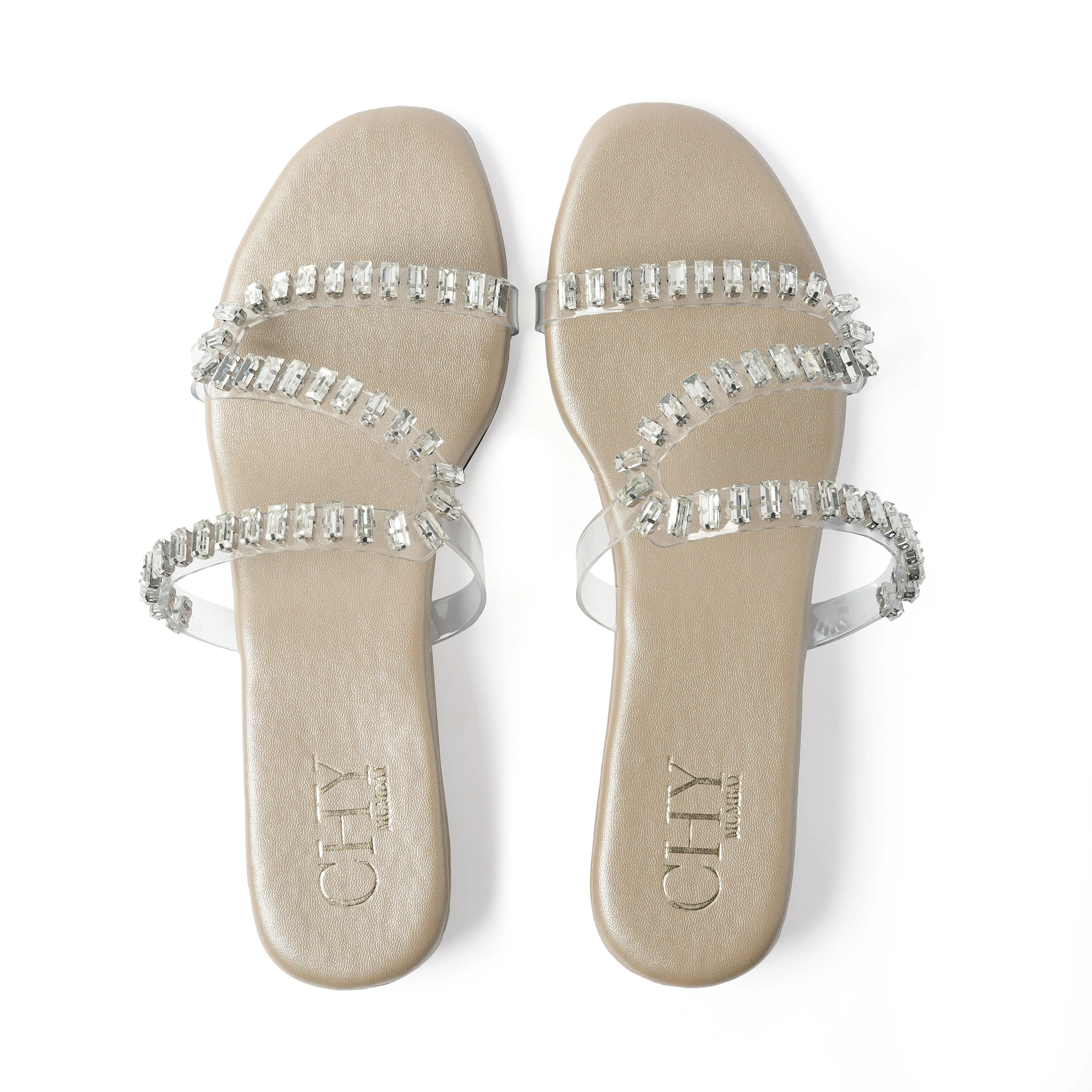 CRYSTAL DIAMOND NUDE FLATS
