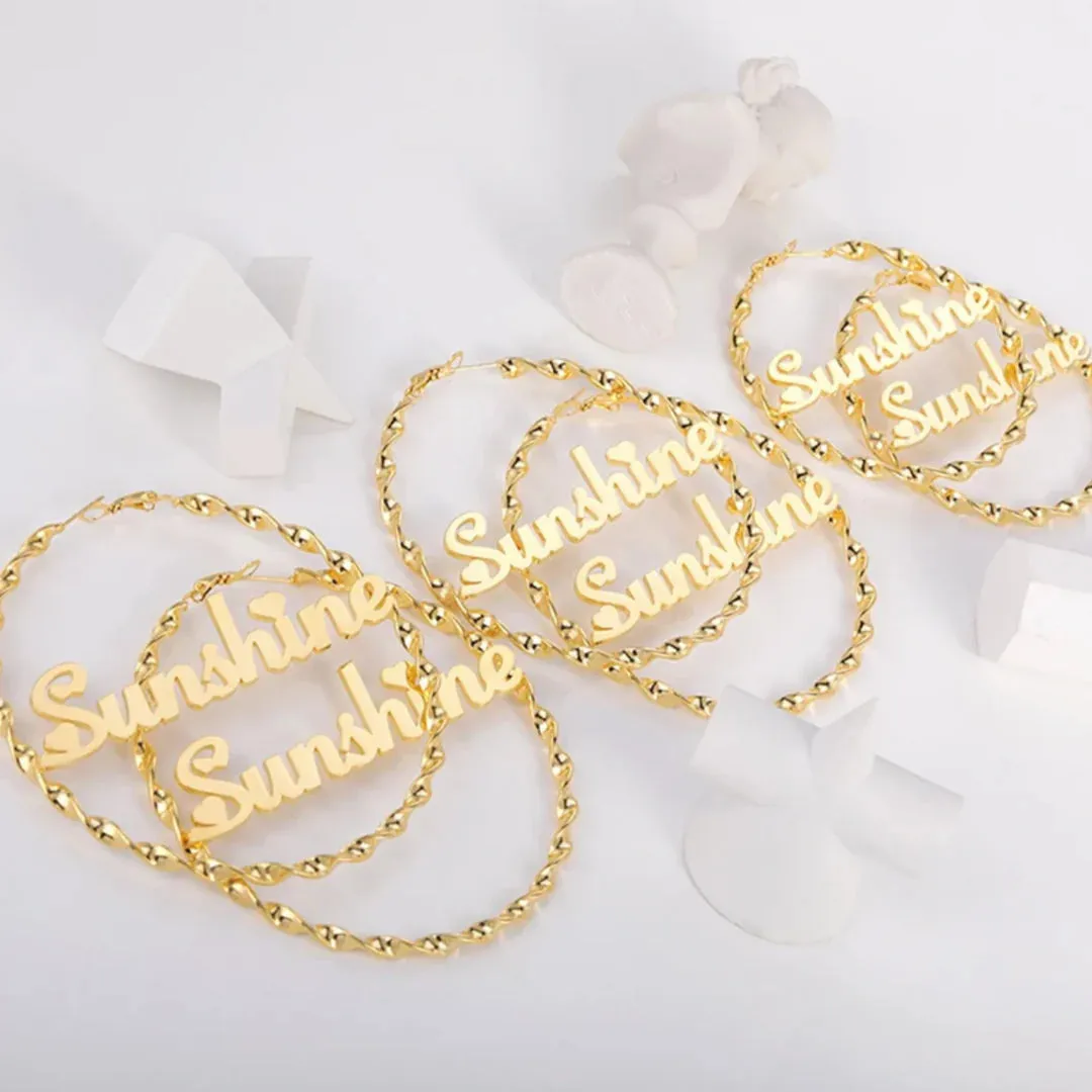 Custom Name Swirl Hoop Earring