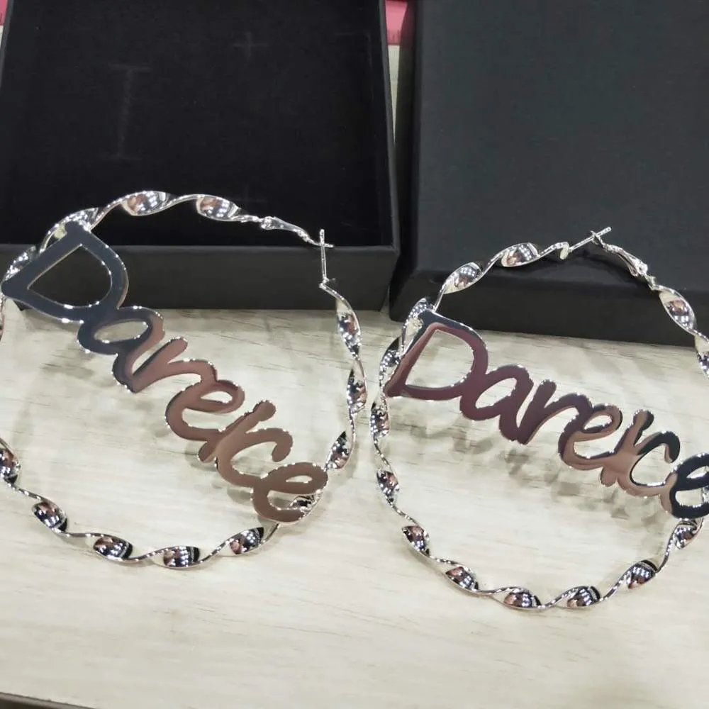 Custom Name Swirl Hoop Earring