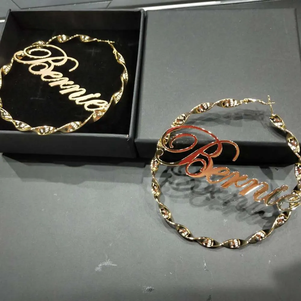 Custom Name Swirl Hoop Earring