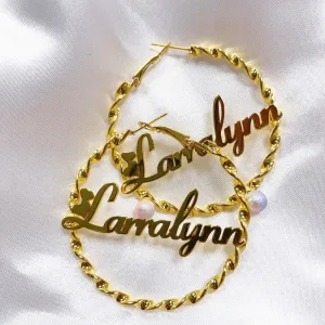 Custom Name Swirl Hoop Earring
