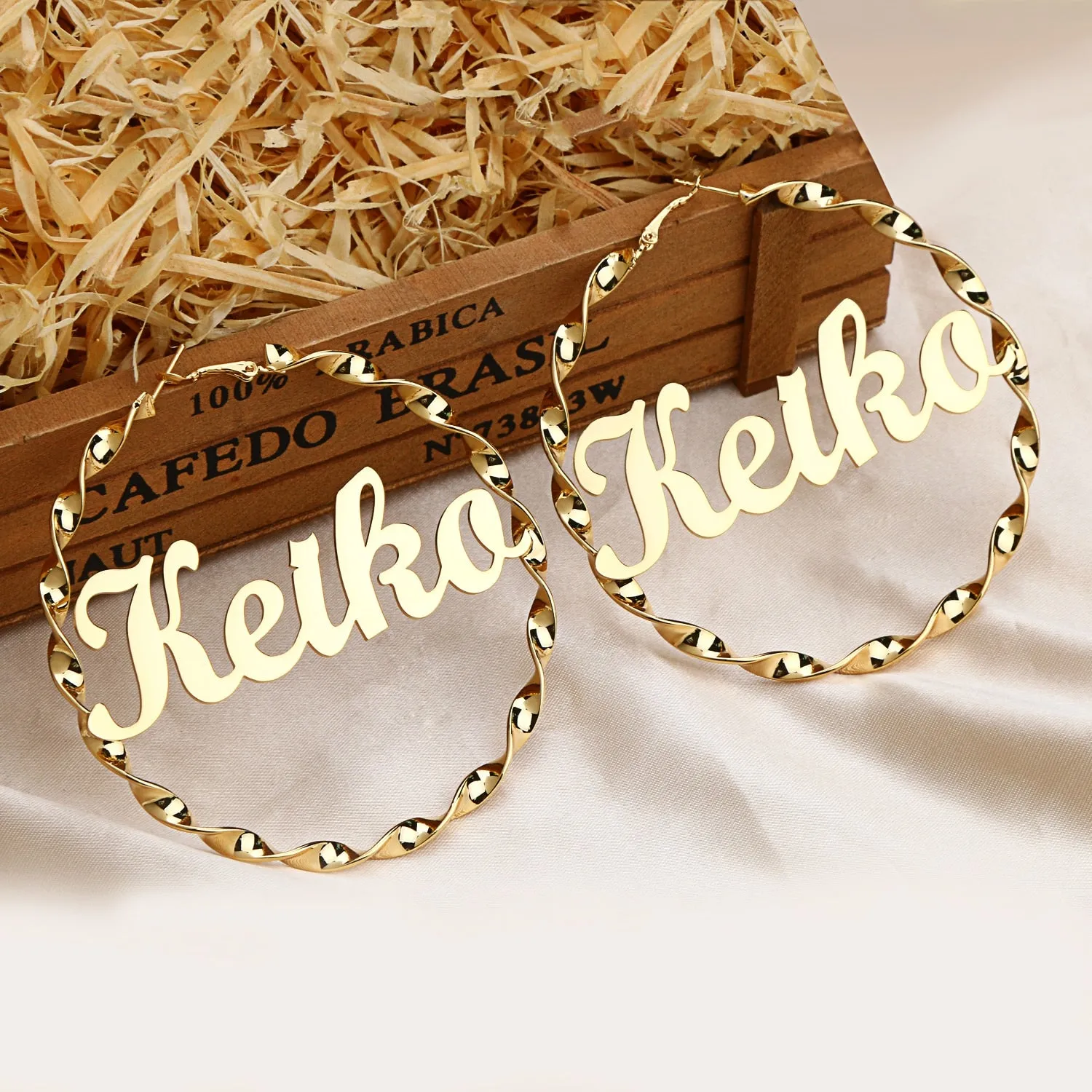 Custom Name Swirl Hoop Earring