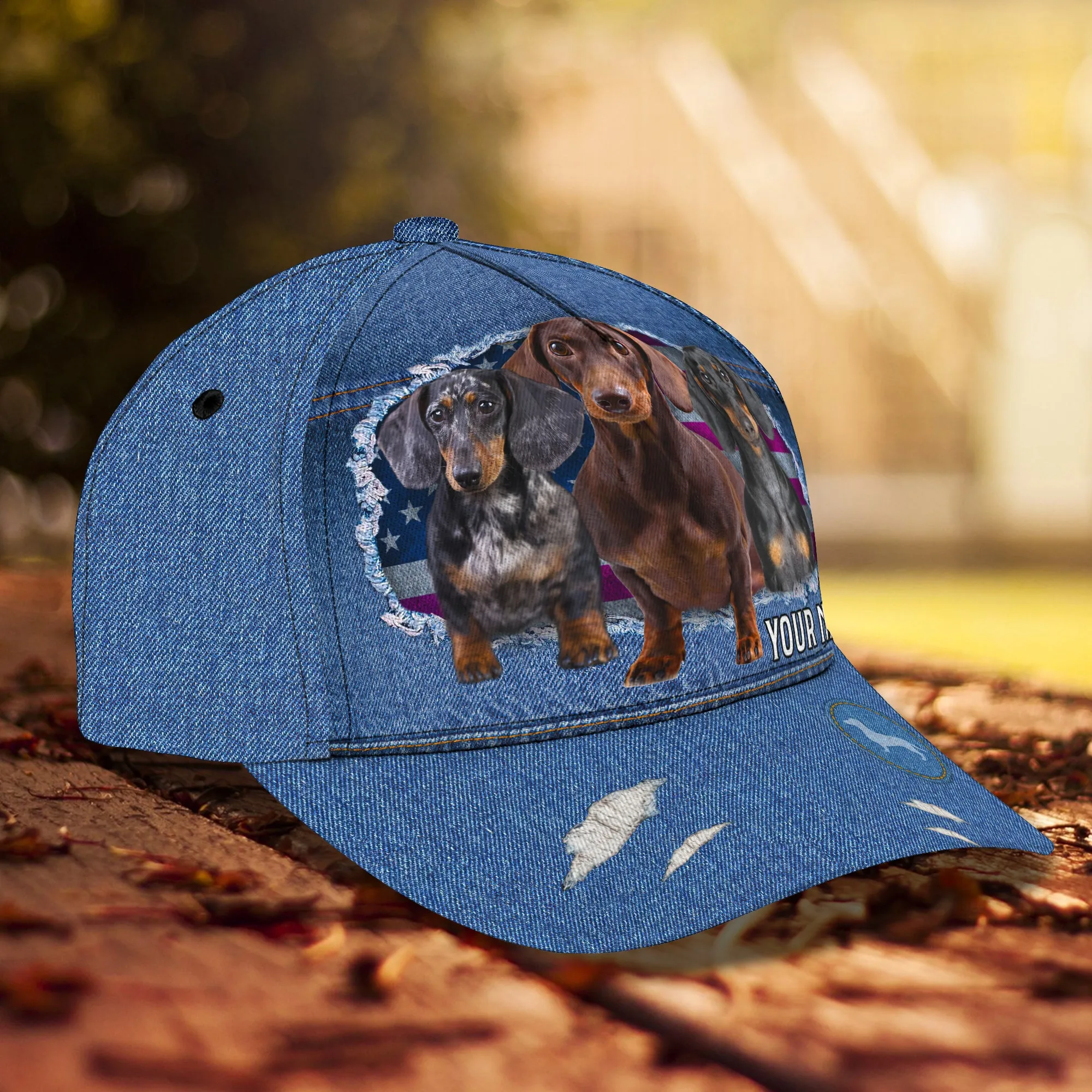Dachshund Jean - Personalized Name Cap -Pth98