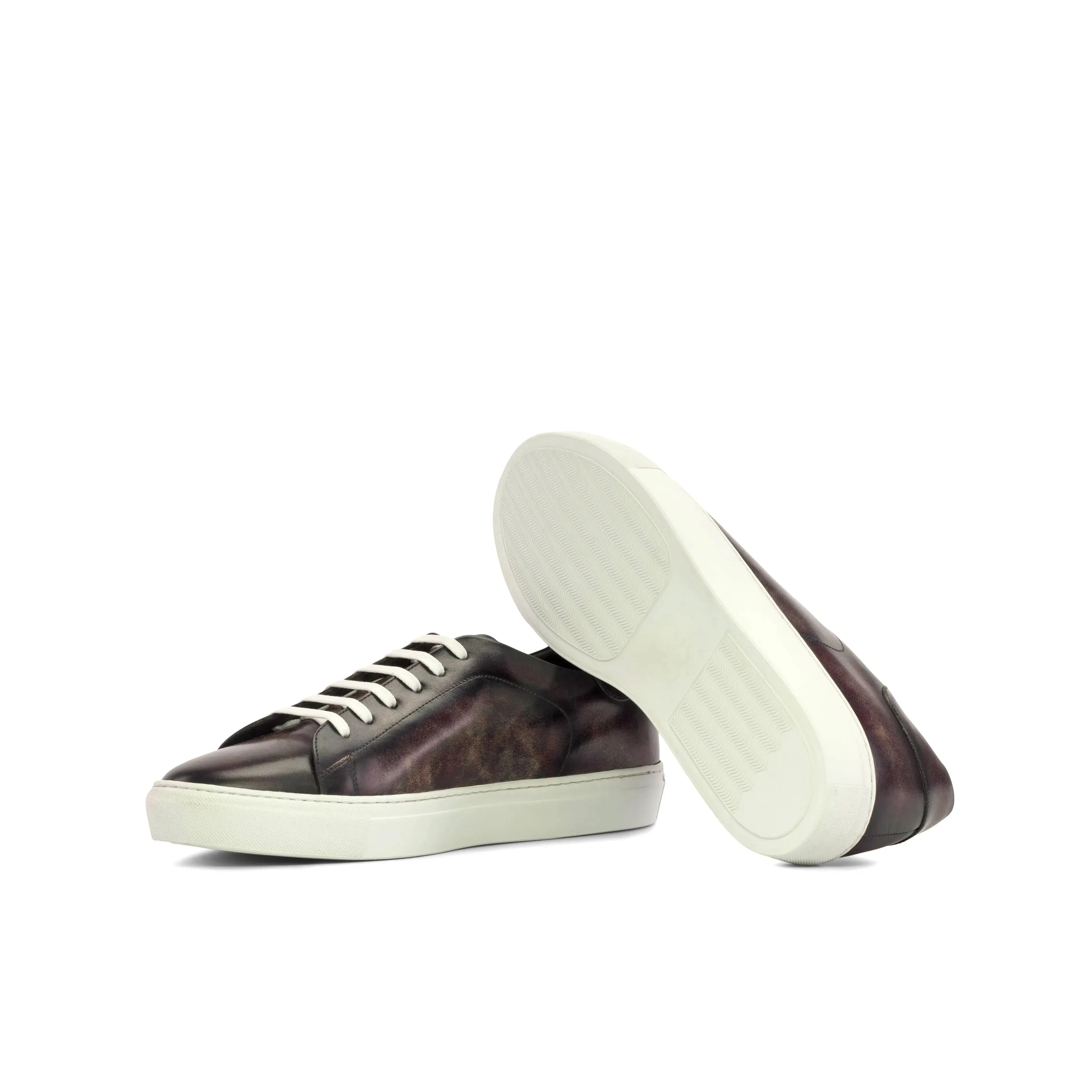 DapperFam Rivale in Aubergine Men's Hand-Painted Patina Trainer