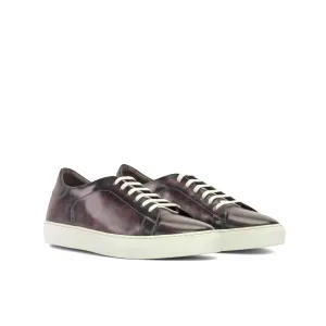 DapperFam Rivale in Aubergine Men's Hand-Painted Patina Trainer