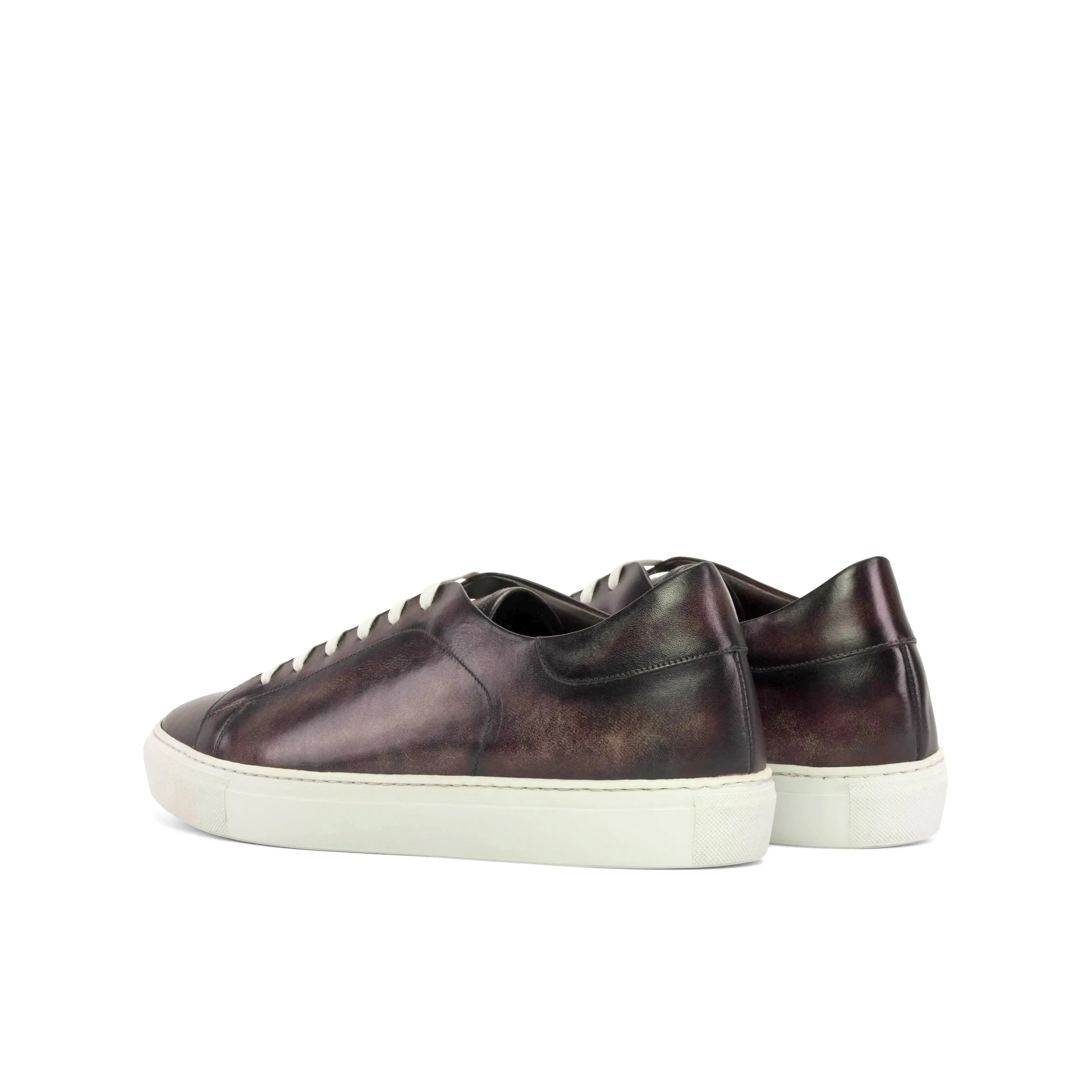 DapperFam Rivale in Aubergine Men's Hand-Painted Patina Trainer