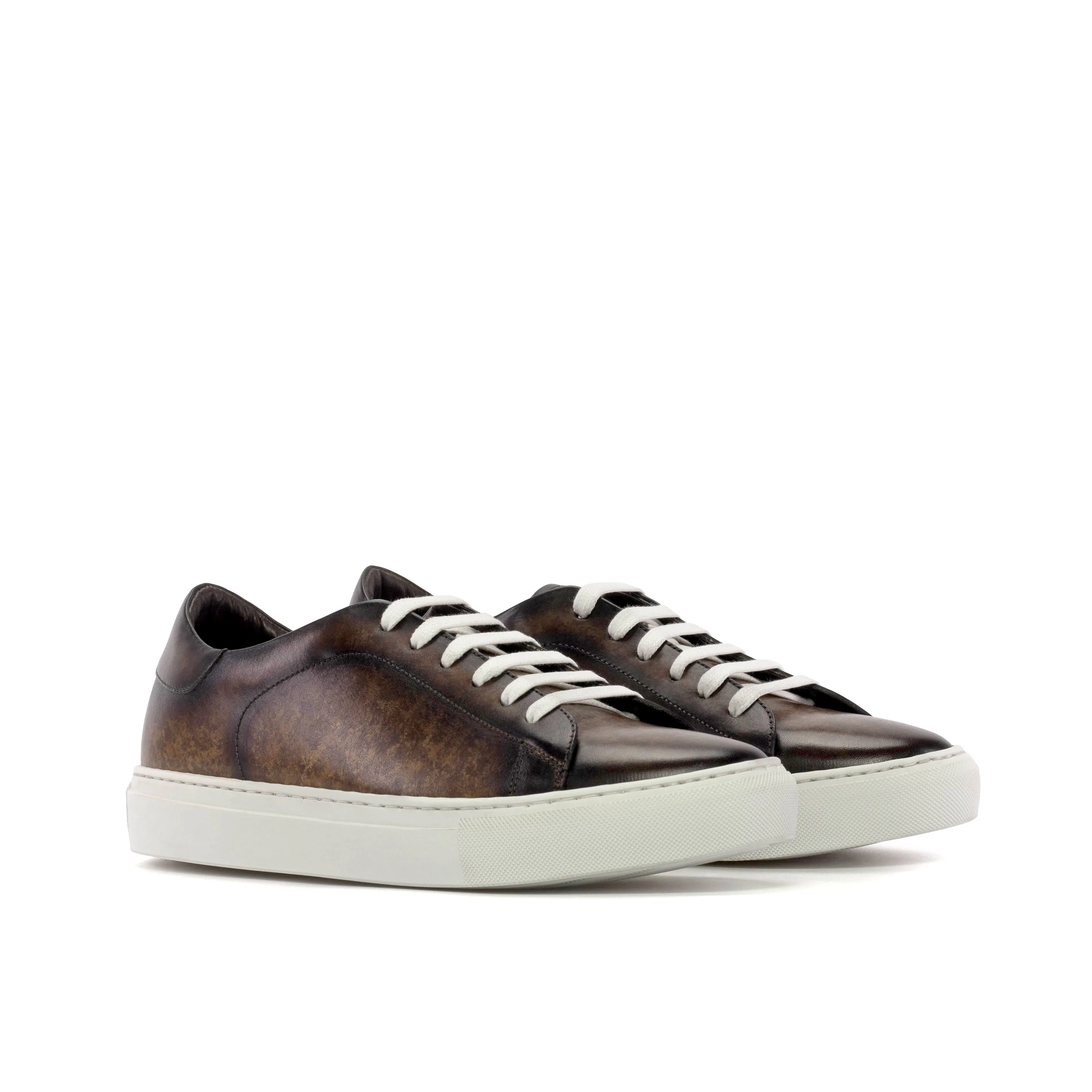 DapperFam Rivale in Brown Men's Hand-Painted Patina Trainer