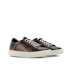 DapperFam Rivale in Brown Men's Hand-Painted Patina Trainer