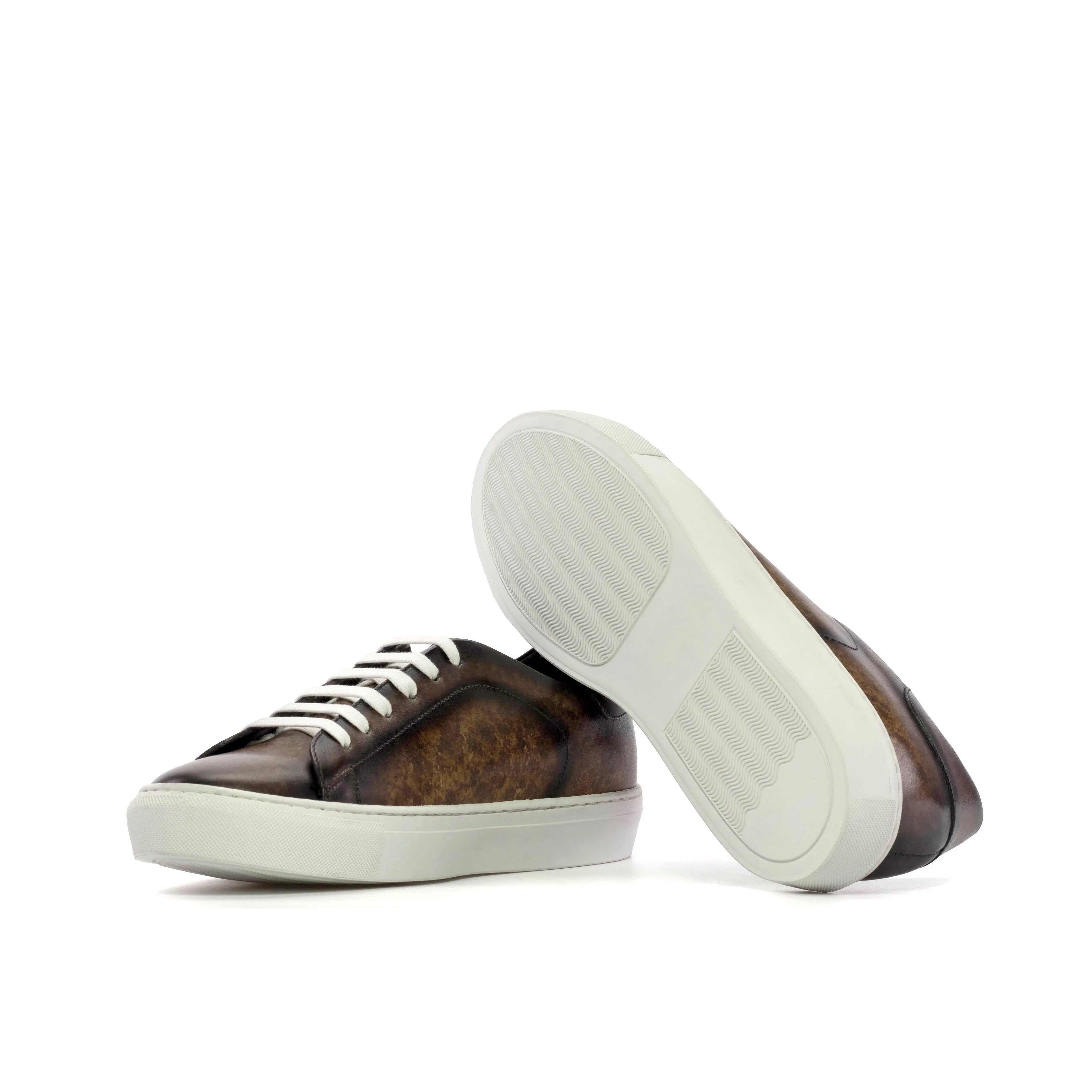 DapperFam Rivale in Brown Men's Hand-Painted Patina Trainer