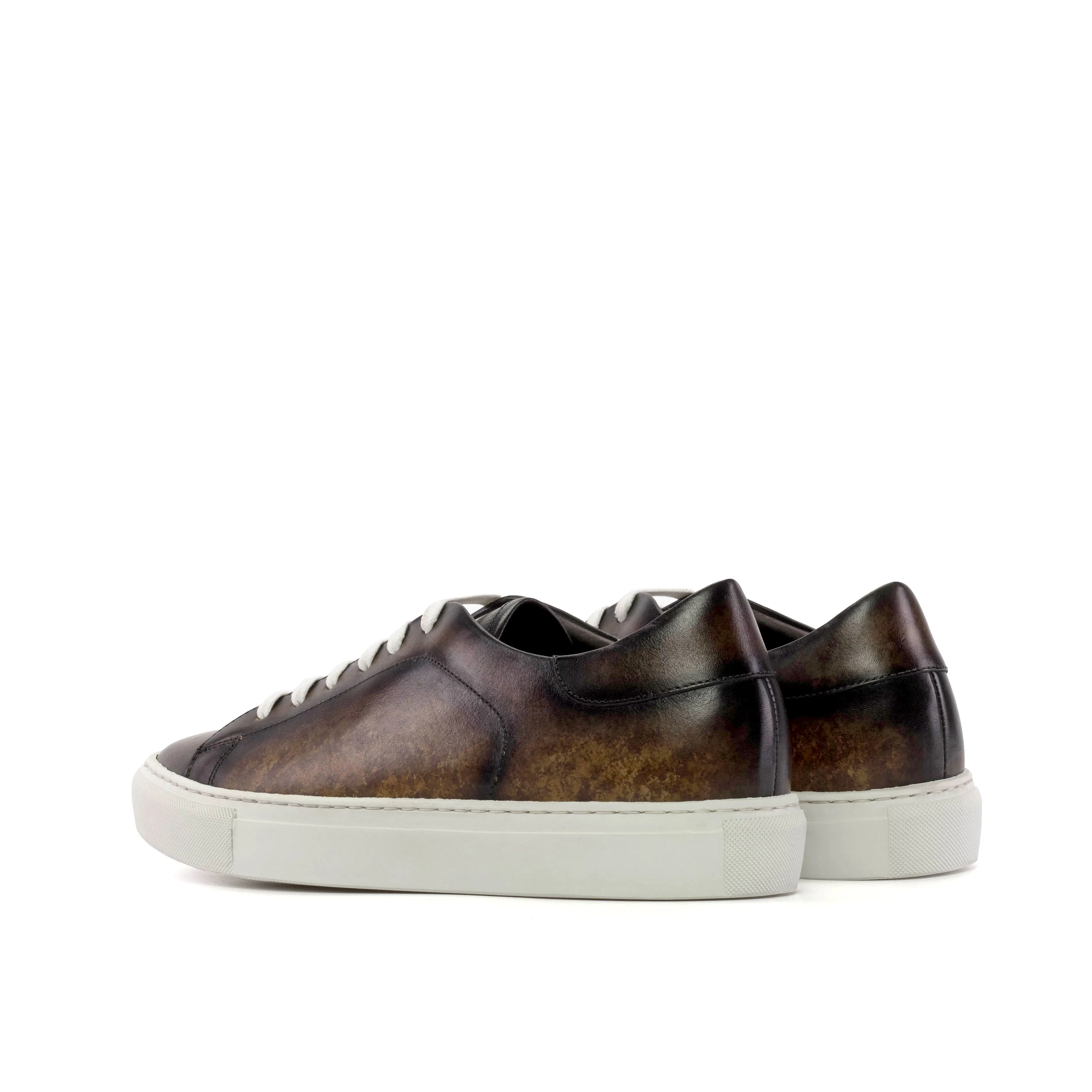 DapperFam Rivale in Brown Men's Hand-Painted Patina Trainer