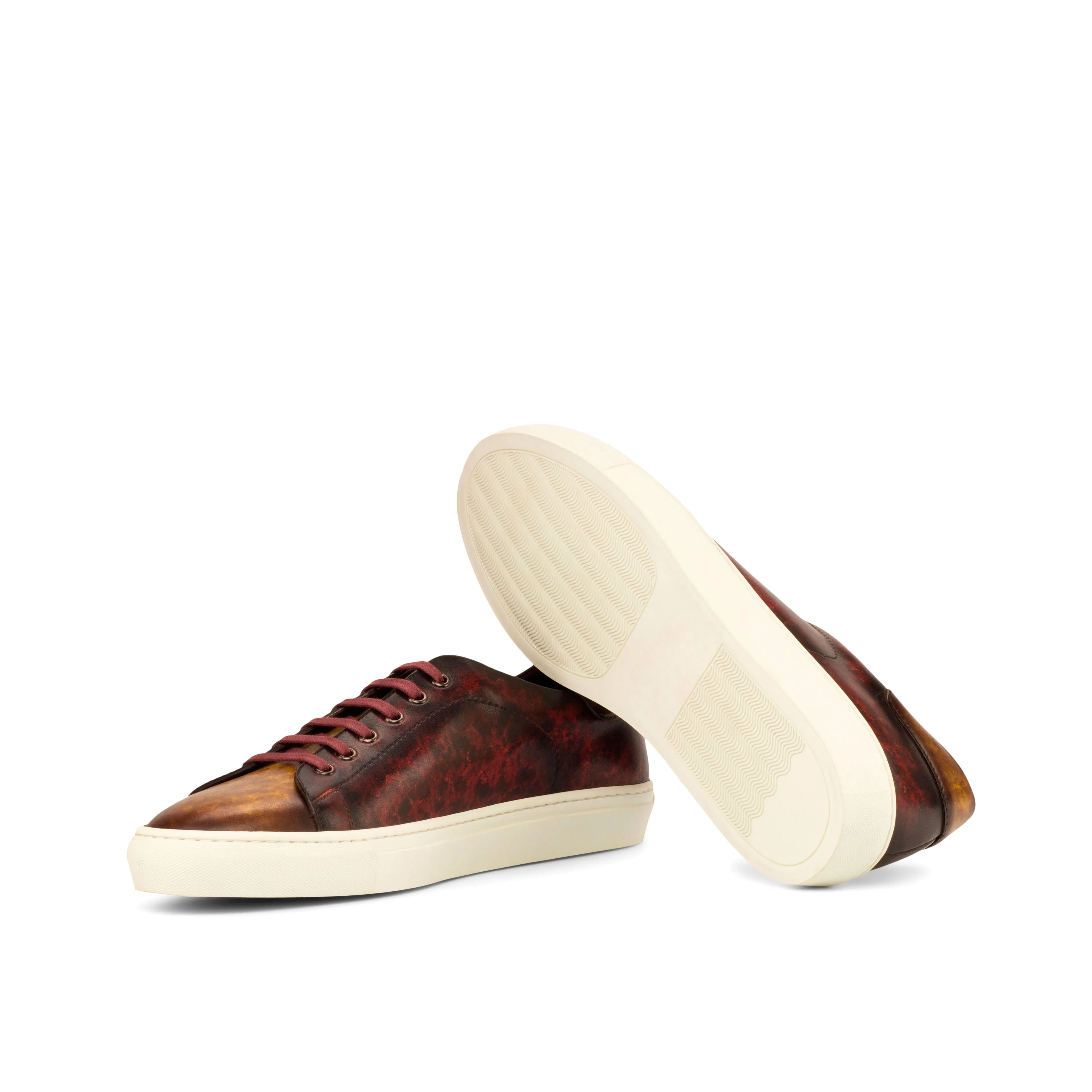 DapperFam Rivale in Burgundy / Cognac Men's Italian Leather Trainer