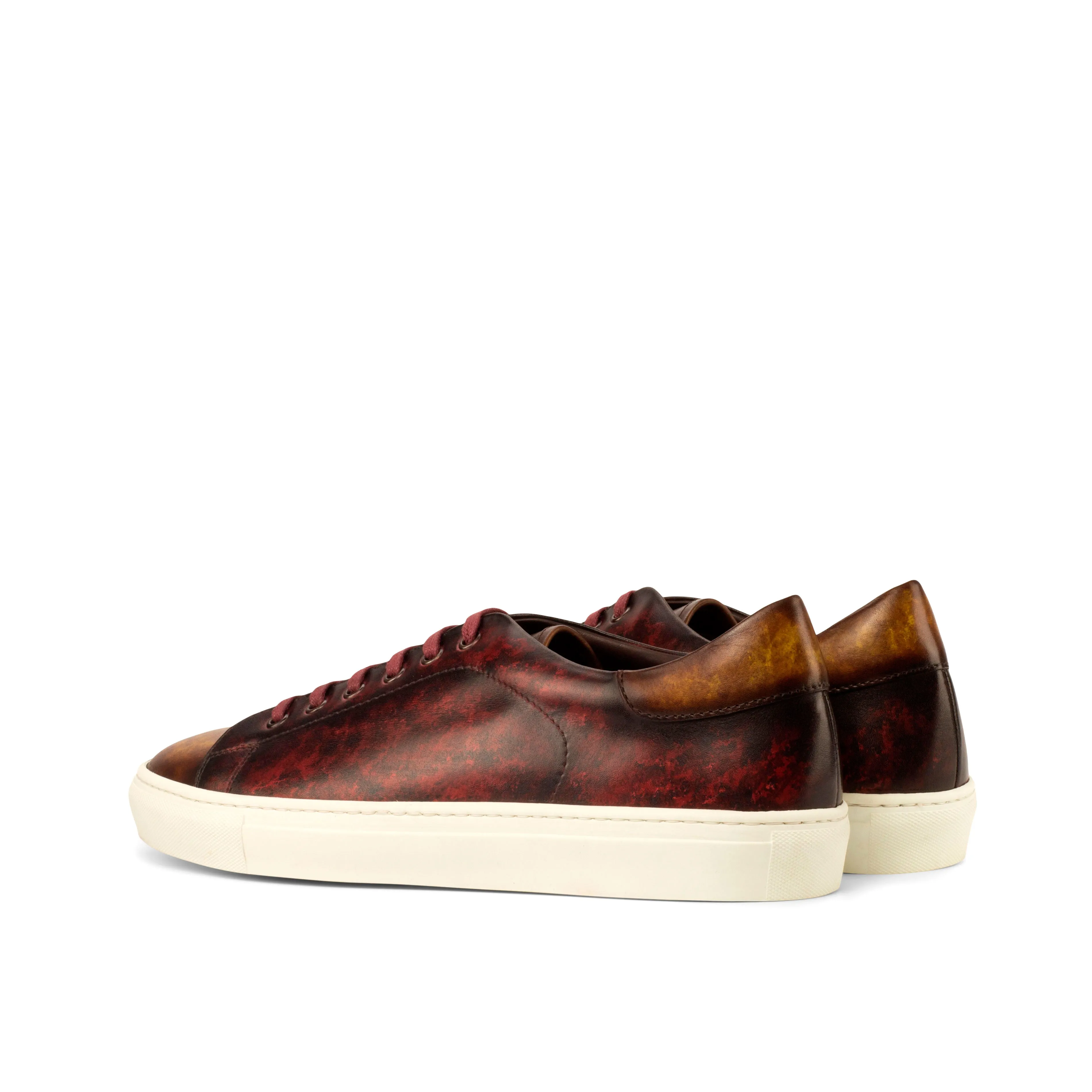 DapperFam Rivale in Burgundy / Cognac Men's Italian Leather Trainer