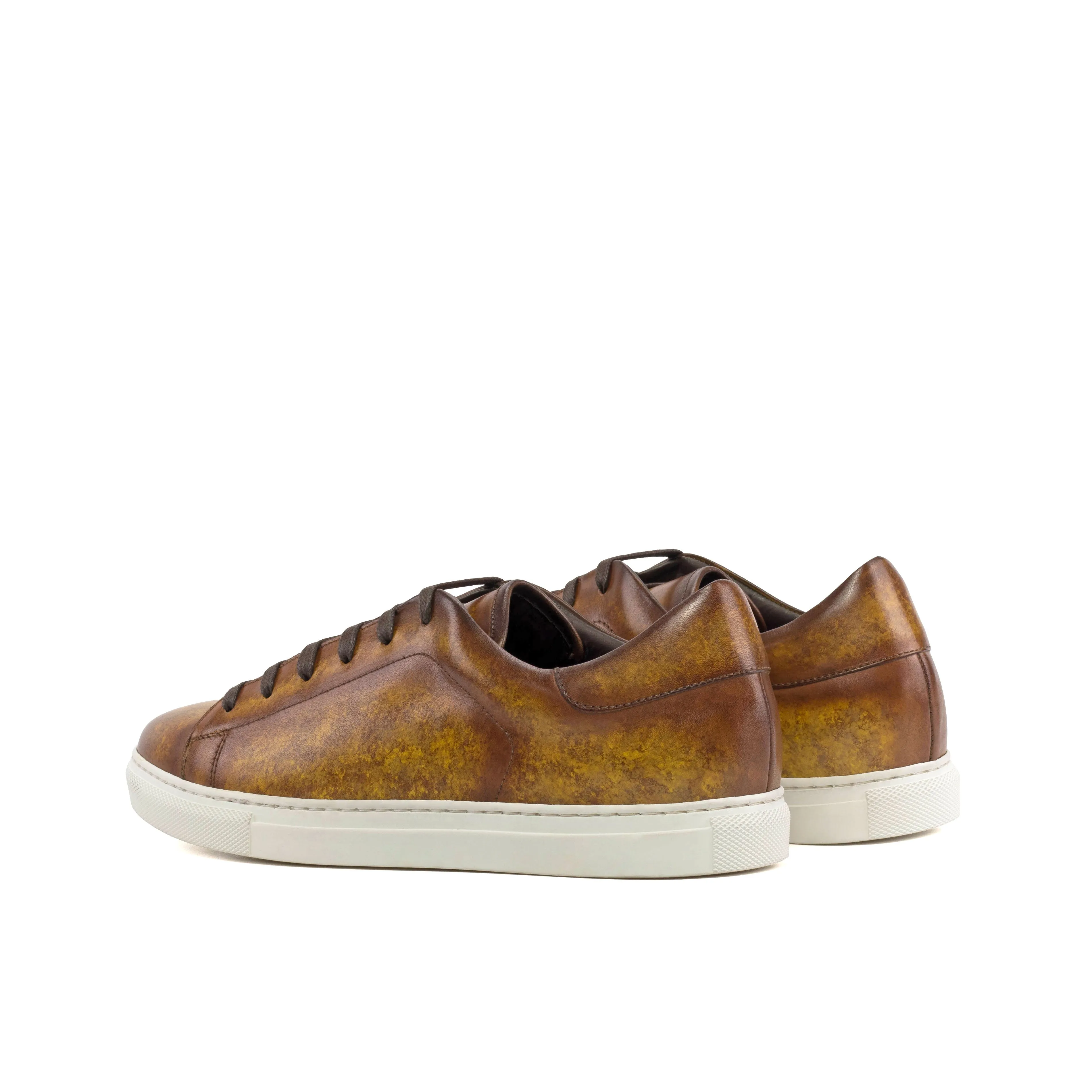 DapperFam Rivale in Cognac Men's Hand-Painted Patina Trainer