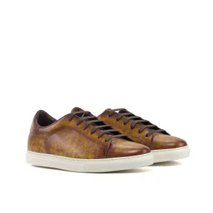 DapperFam Rivale in Cognac Men's Hand-Painted Patina Trainer