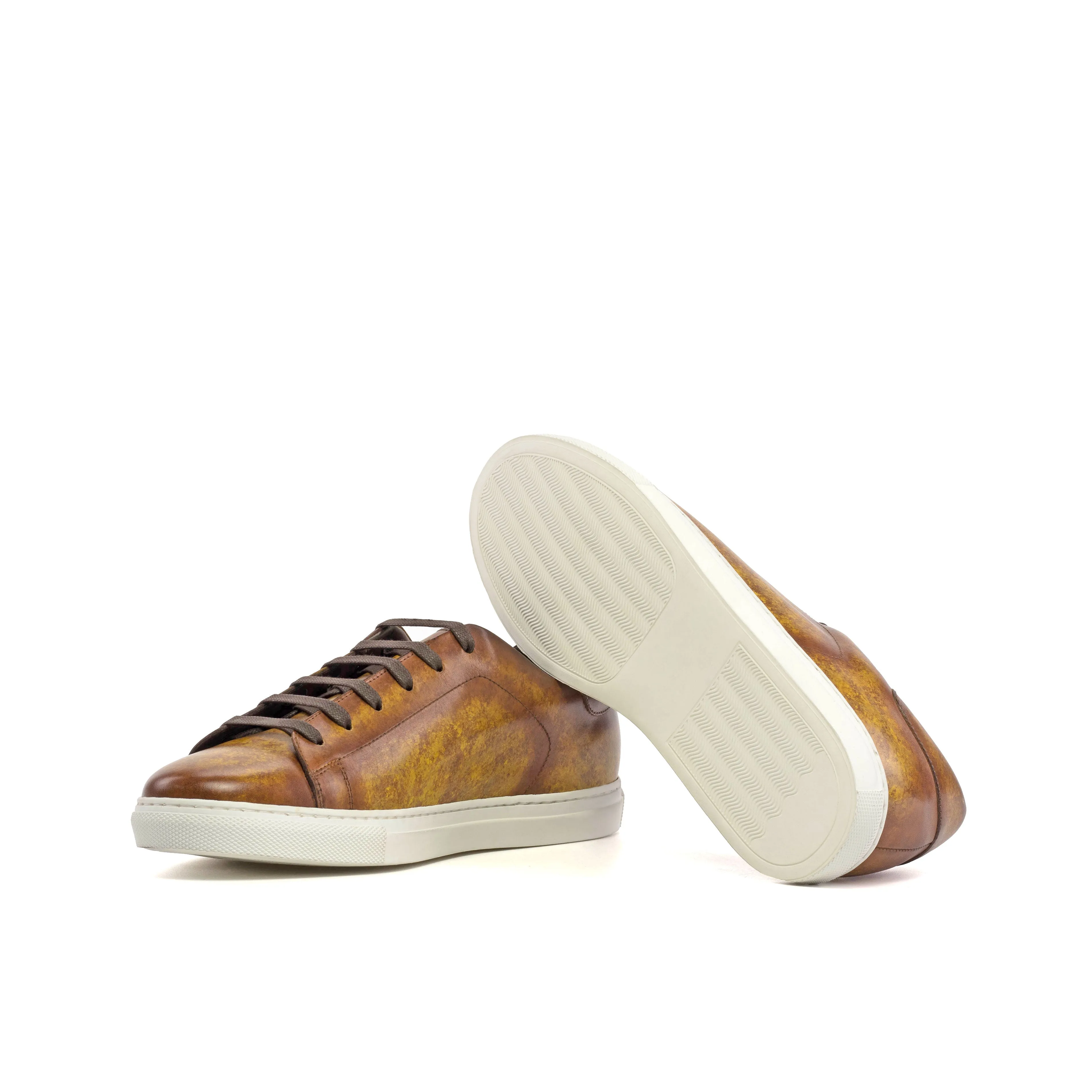 DapperFam Rivale in Cognac Men's Hand-Painted Patina Trainer