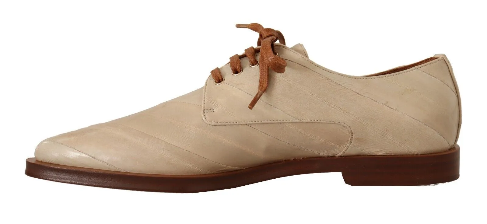 Dolce & Gabbana Beige Leather Elegant Eel Formal Flats