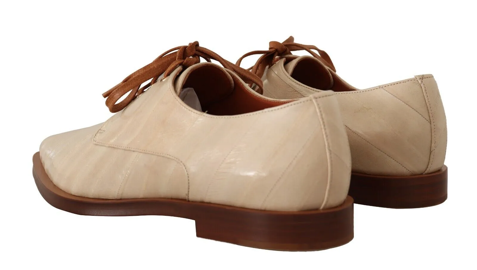 Dolce & Gabbana Beige Leather Elegant Eel Formal Flats