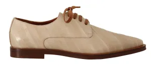 Dolce & Gabbana Beige Leather Elegant Eel Formal Flats