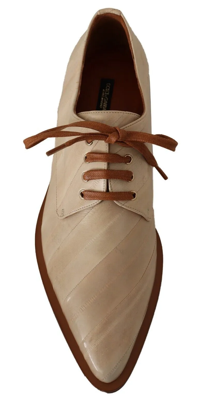 Dolce & Gabbana Beige Leather Elegant Eel Formal Flats