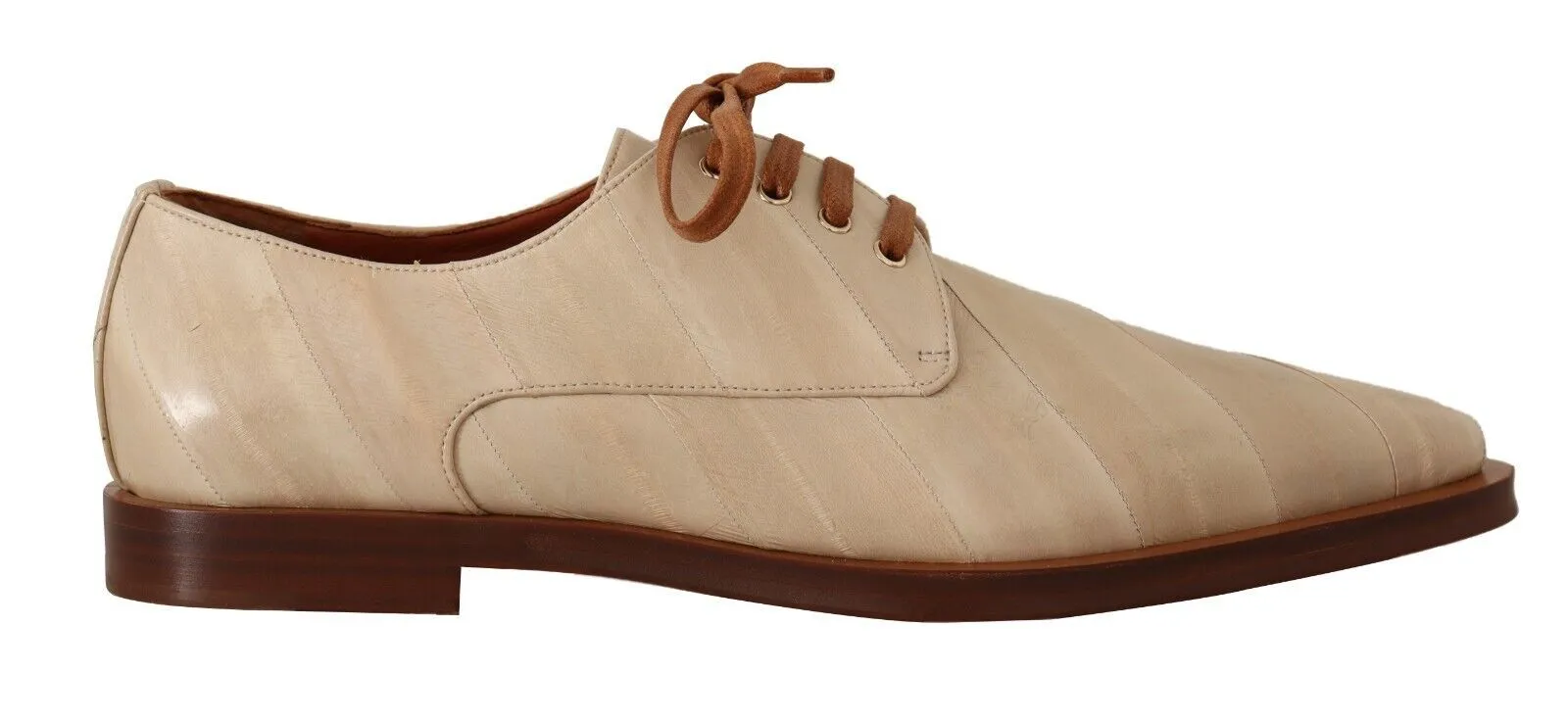 Dolce & Gabbana Beige Leather Elegant Eel Formal Flats