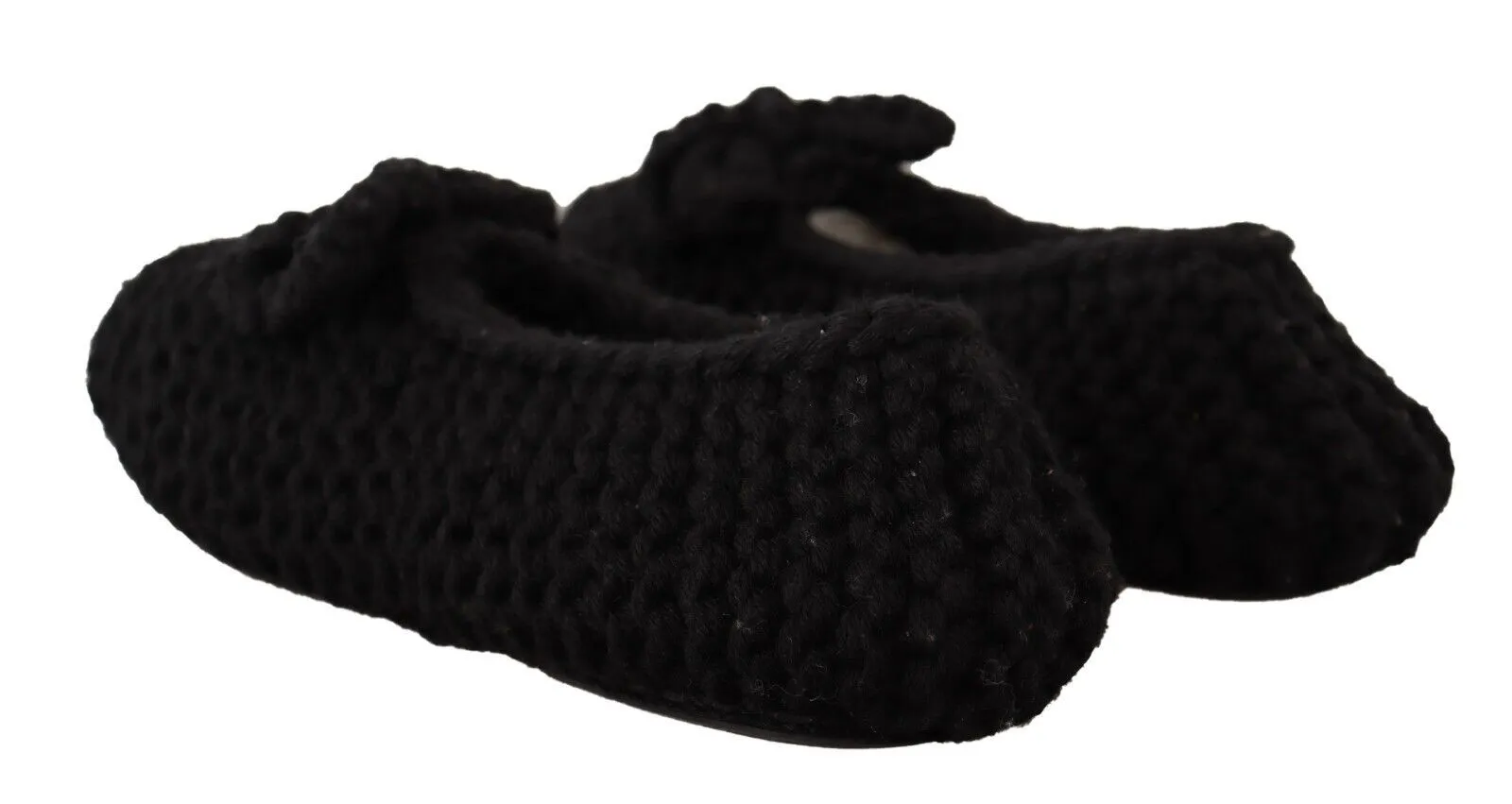 Dolce & Gabbana Black Wool Elegant Knit Ballet Flats