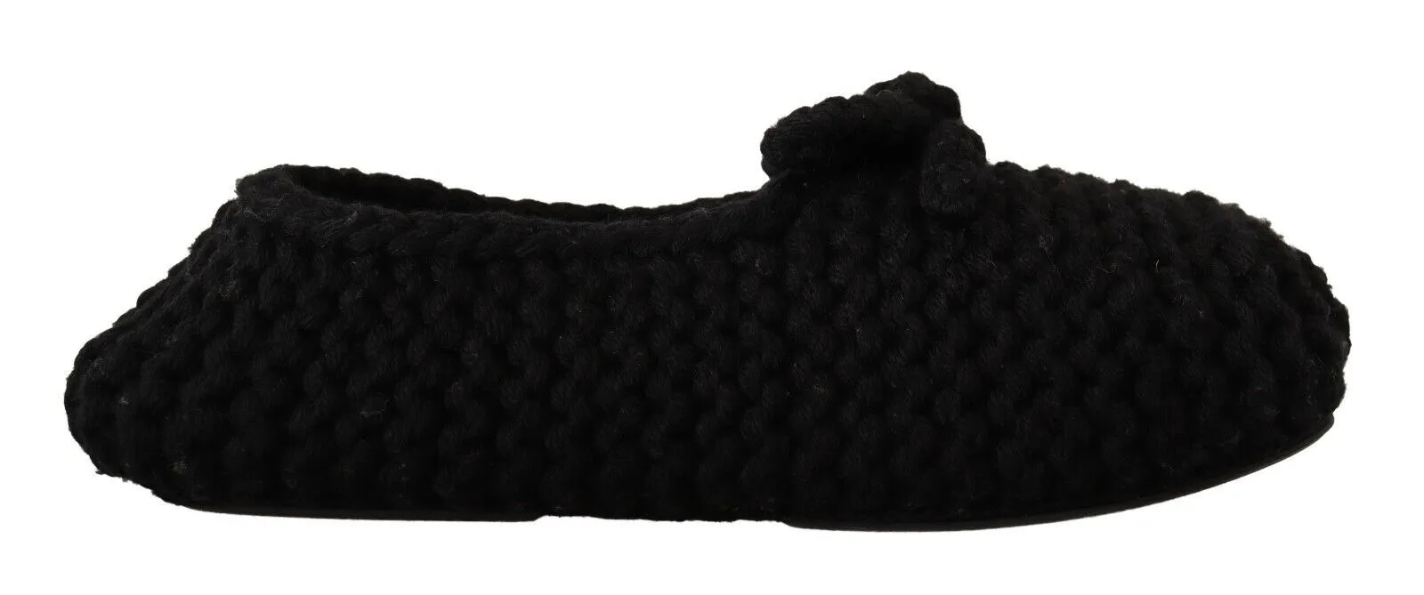 Dolce & Gabbana Black Wool Elegant Knit Ballet Flats