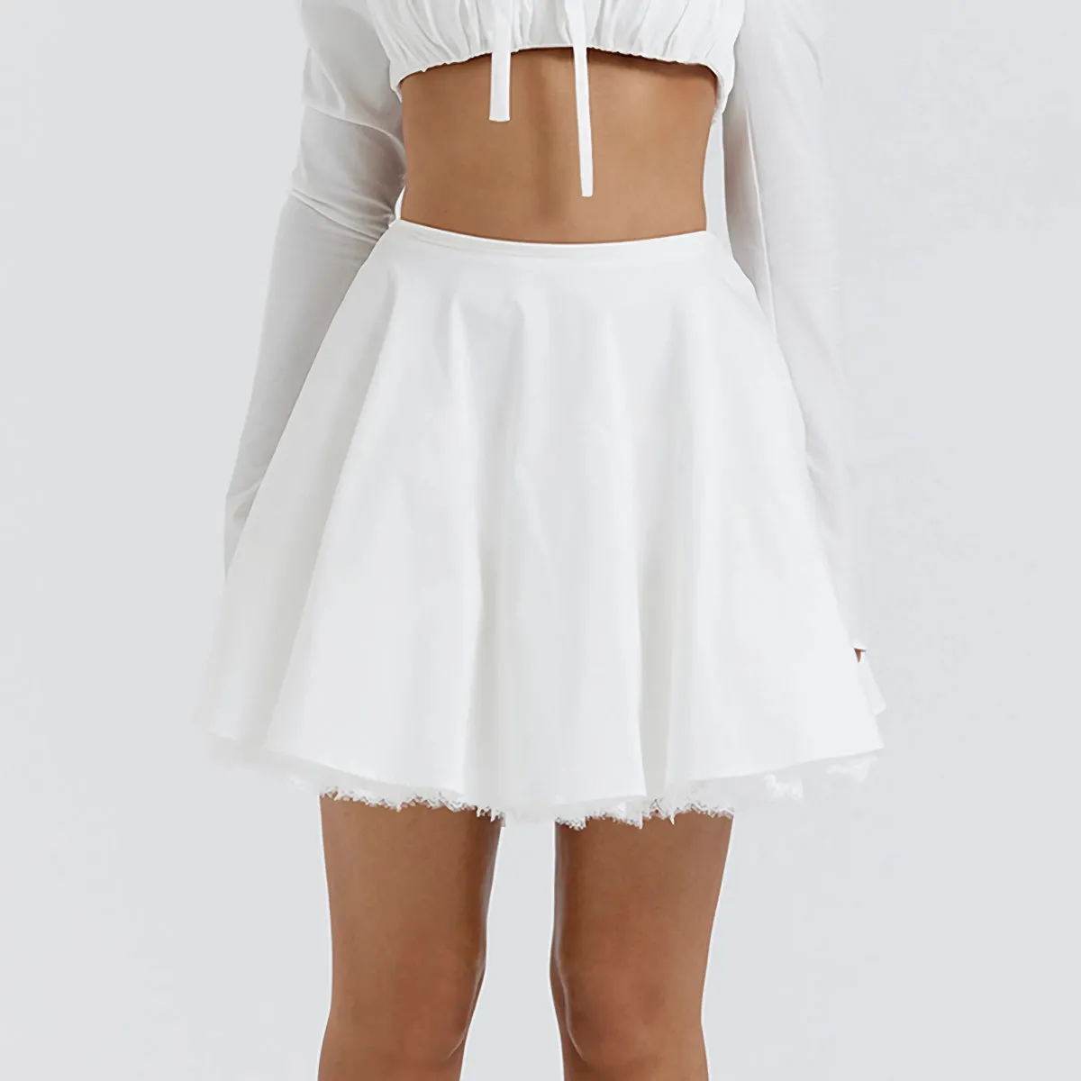 Elegant Lace A-Line Skirt | High-Waist, Vintage-Inspired White Summer Skirt