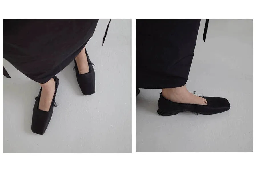 Elegant Satin Square Toe Flats