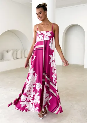 Elide Maxi Dress - Magenta Floral