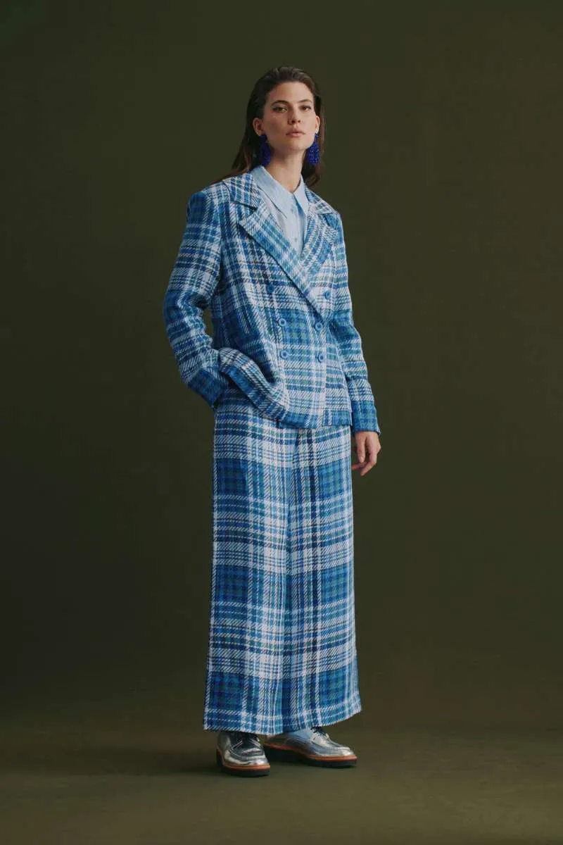 Elk the Label Ranie Pant in Blue Multi Check