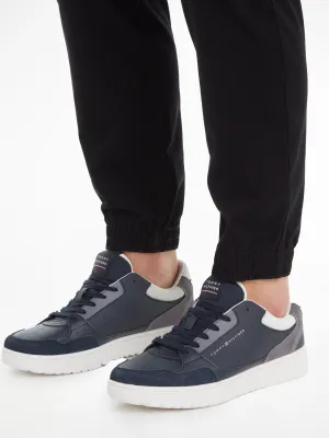 Essential Leather Cupsole Court Trainers in Navy