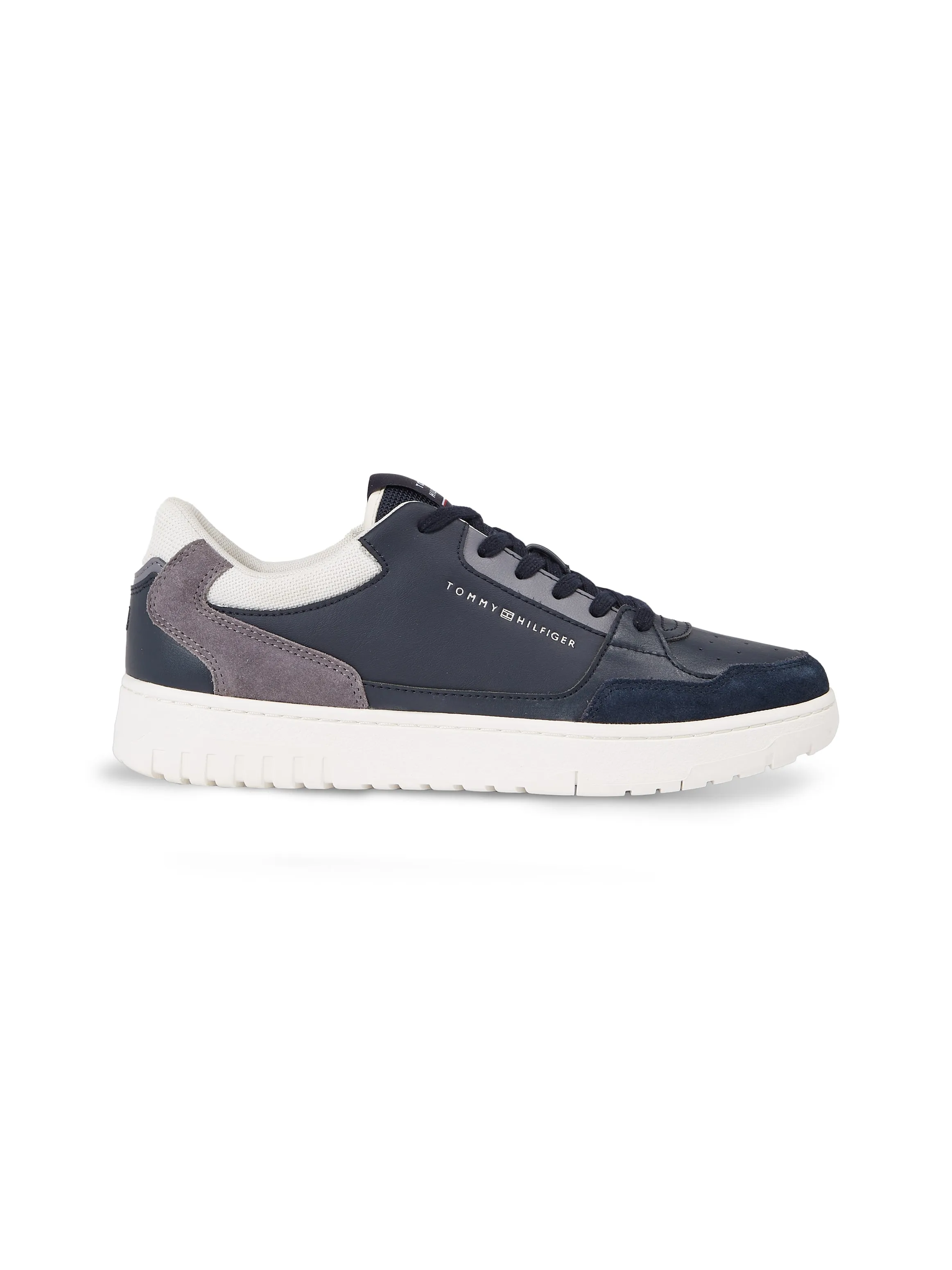 Essential Leather Cupsole Court Trainers in Navy