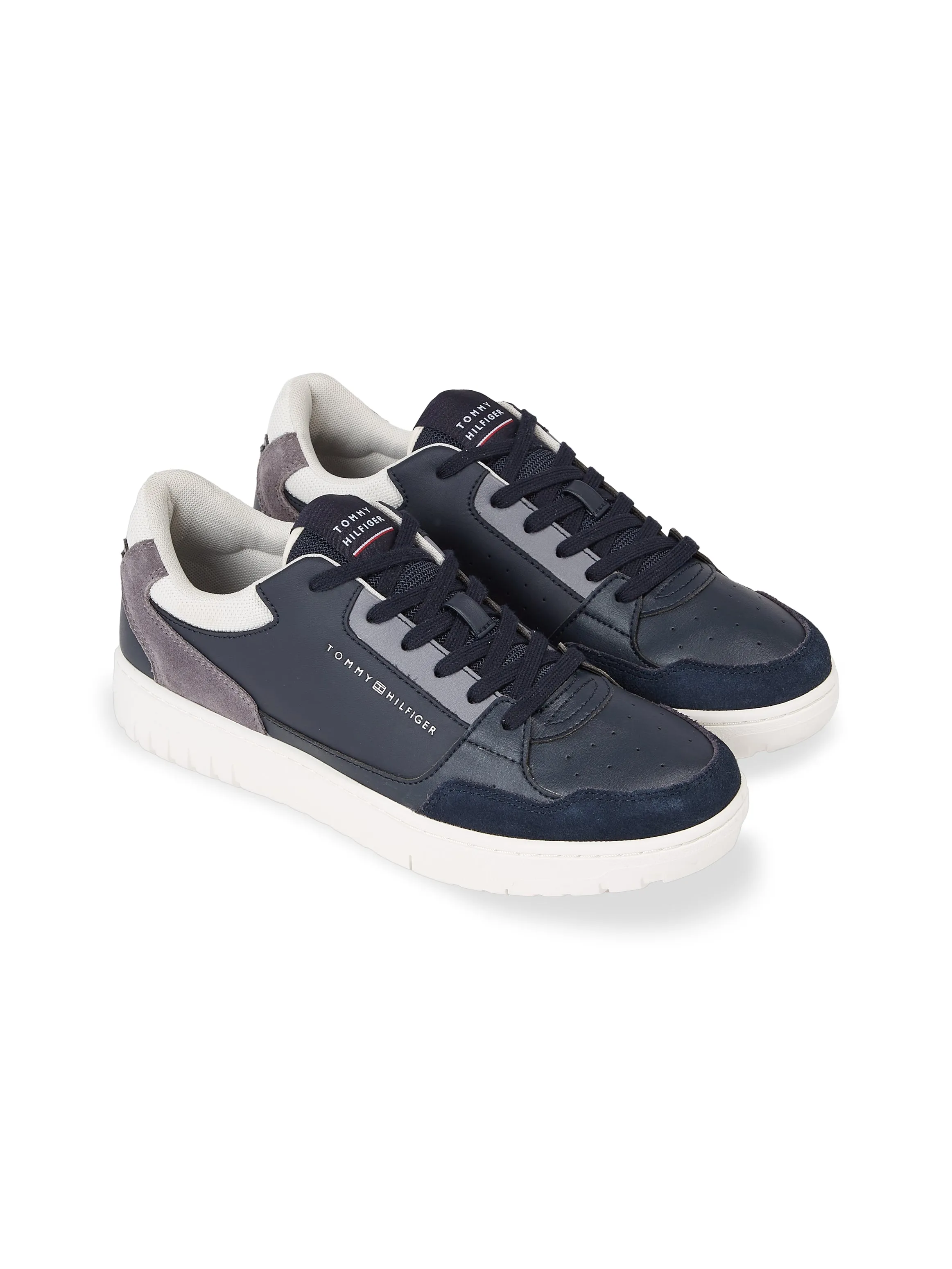 Essential Leather Cupsole Court Trainers in Navy