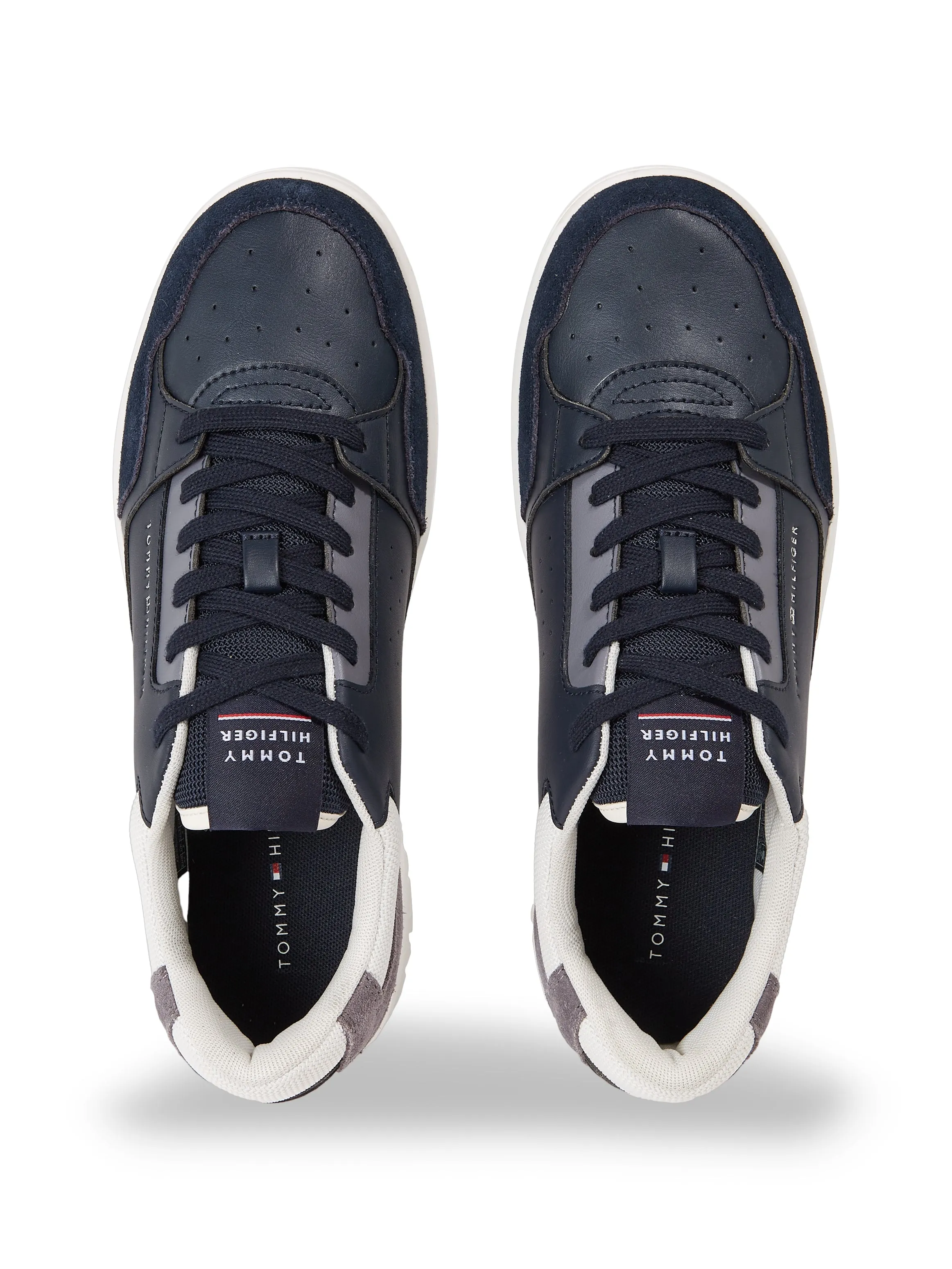 Essential Leather Cupsole Court Trainers in Navy