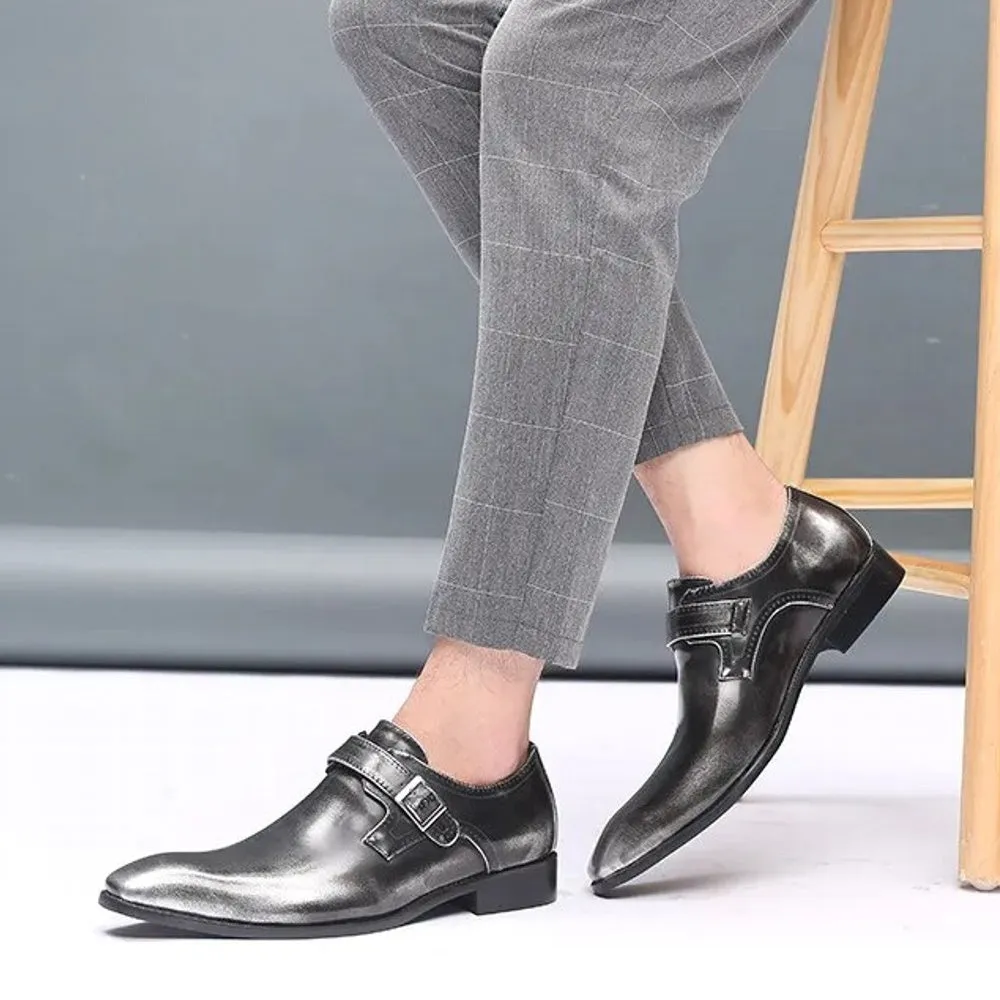 Fashion Vintage Buckle Derby Shoes Faux Leather Men's Shoe