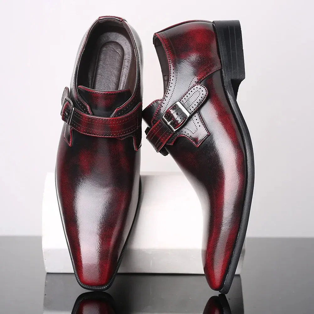 Fashion Vintage Buckle Derby Shoes Faux Leather Men's Shoe