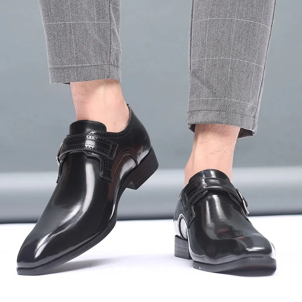 Fashion Vintage Buckle Derby Shoes Faux Leather Men's Shoe