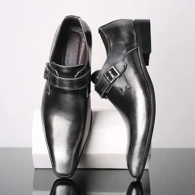 Fashion Vintage Buckle Derby Shoes Faux Leather Men's Shoe