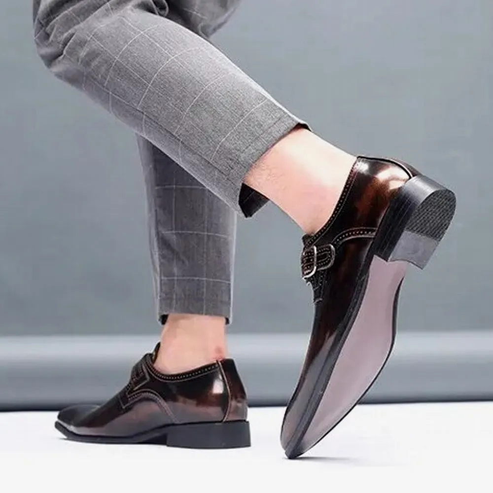 Fashion Vintage Buckle Derby Shoes Faux Leather Men's Shoe