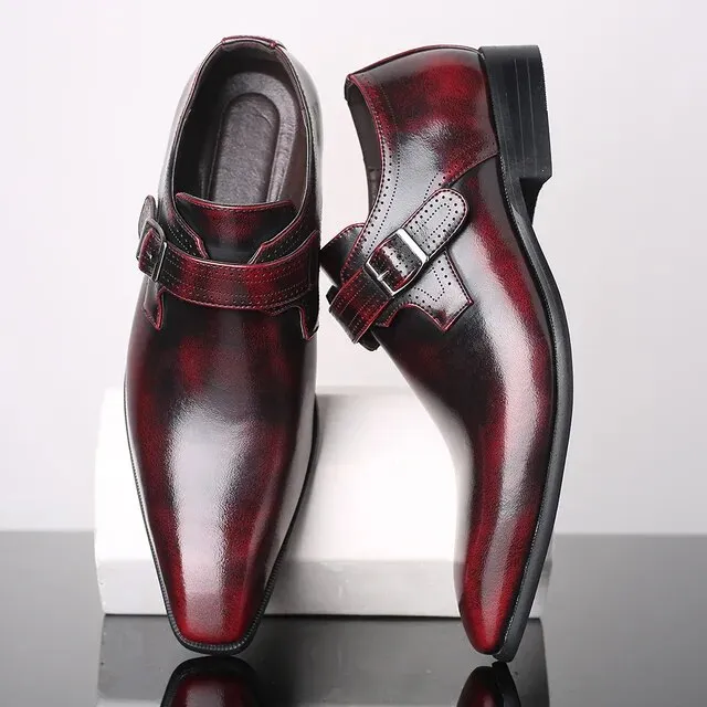 Fashion Vintage Buckle Derby Shoes Faux Leather Men's Shoe